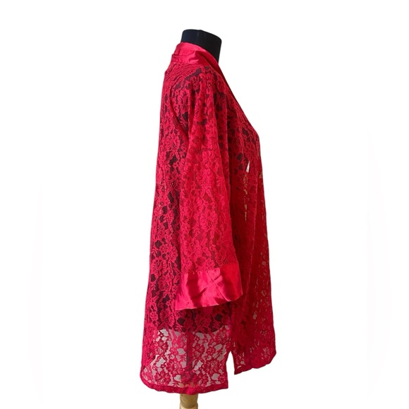 Vintage Victoria’s Secret Gold Label Red Lace Satin Robe - Picture 3 of 11